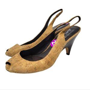 Donald J. Pliner | Papinawewe Slingback Cork Sling Back Peep Toe Pump Heels